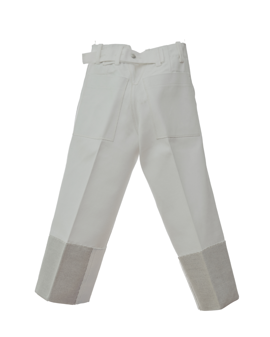 Liya Classic Cuffed Jeans in Cream Canvas