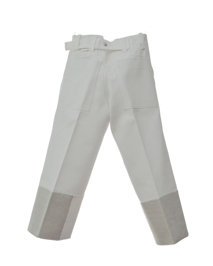 Liya Classic Cuffed Jeans in Cream Canvas